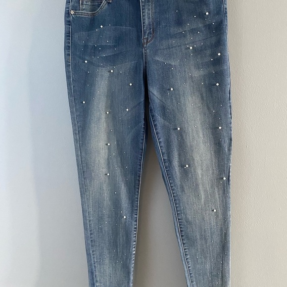 Seven 7 Blue Jeans 34x29 Pearls High Rise Skinny Tag Size 16 - Picture 14 of 14